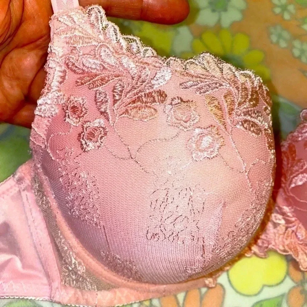Pink Floral lace gorgeous high quality lingerie set of bra &  underwear - Picture 5 of 11